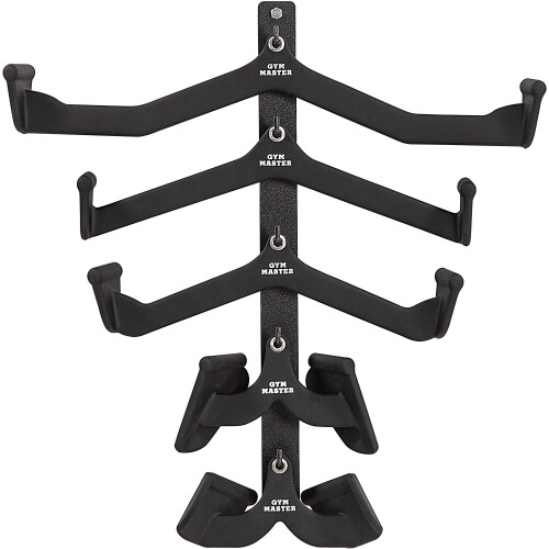 GYM MASTER Wall Mounted Vertical Rack Storage for a Full Set of 5 Max Grip Lat Pulldown Handles 2