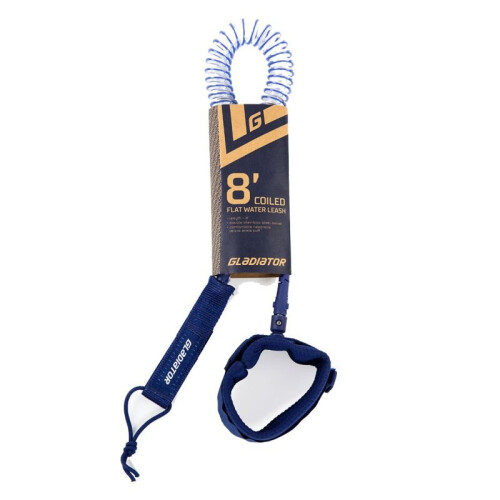 (Blue (Elite)) Gladiator 8 ft Coiled Flat Water SUP Leash