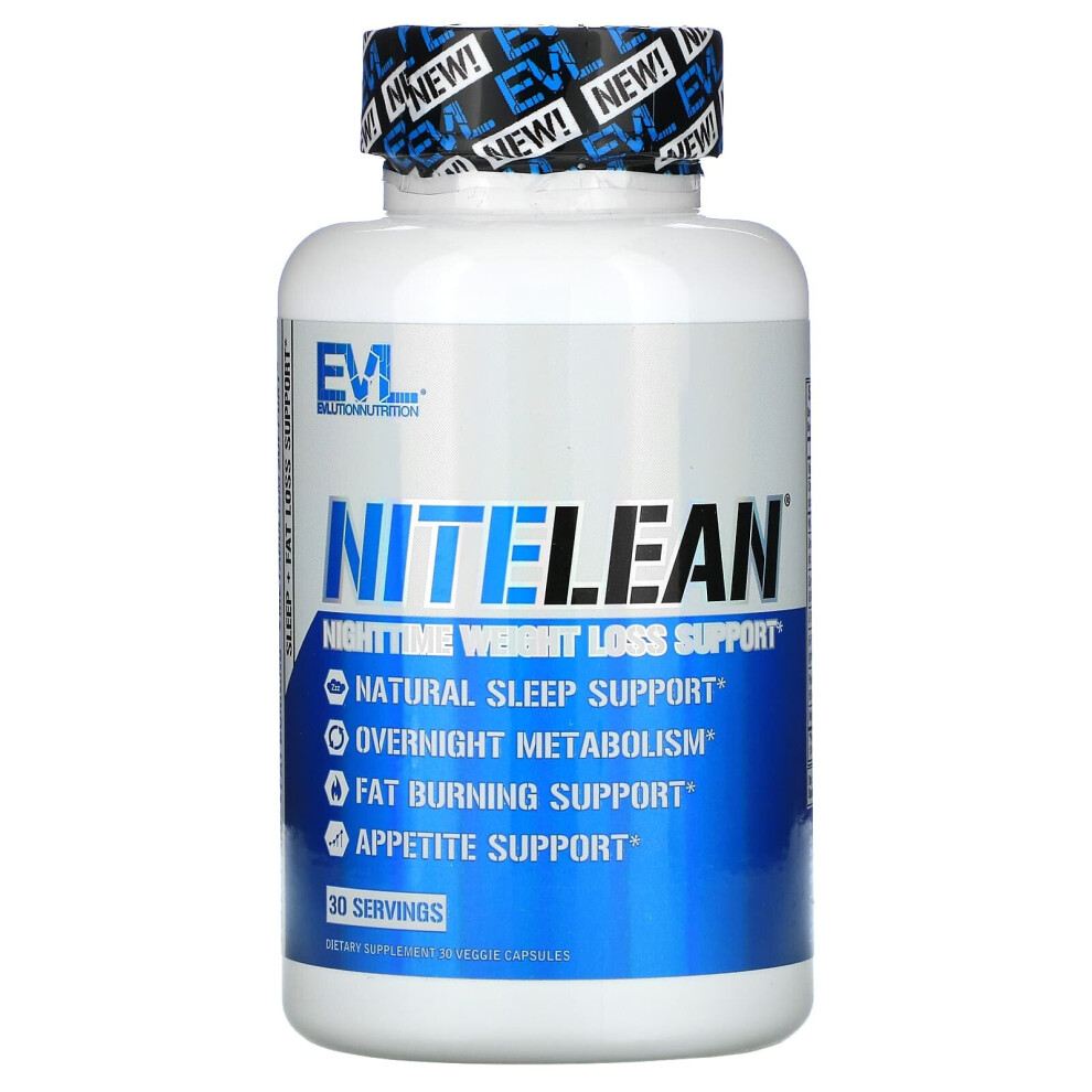 Evlution Nutrition , Nitelean, Nighttime Weight Loss Support, 30 Veggie Capsules