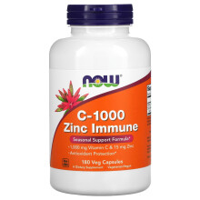 NOW Foods, C-1000 Zinc Immune , 180 Veg Kapičky