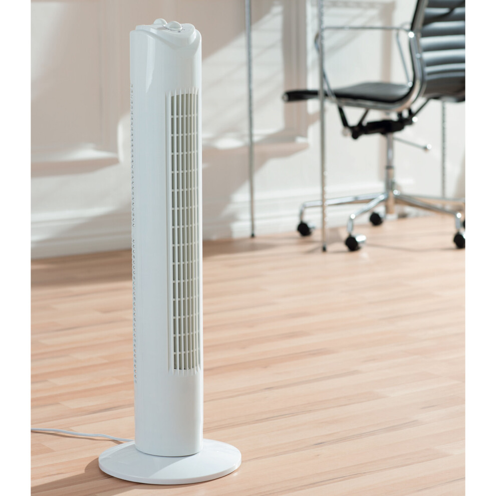 Daewoo 32" Tower Fan Slim Design 3 Speed Settings Oscillating 2 Hour Timer White