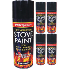 5 x 400ml HeatResistant Black Spray Paint Stove Exhaust Hi Temperature