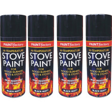 4 x 400ml HeatResistant Black Spray Paint Stove Exhaust Hi Temperature