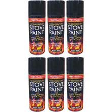 6 x 400ml HeatResistant Black Spray Paint Stove Exhaust Hi Temperature