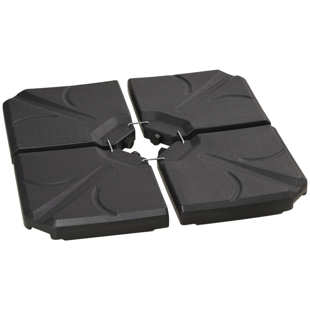Outsunny Set Of 4 Banana Parasol Base Stand Water Or Sand Filled Weights, Black