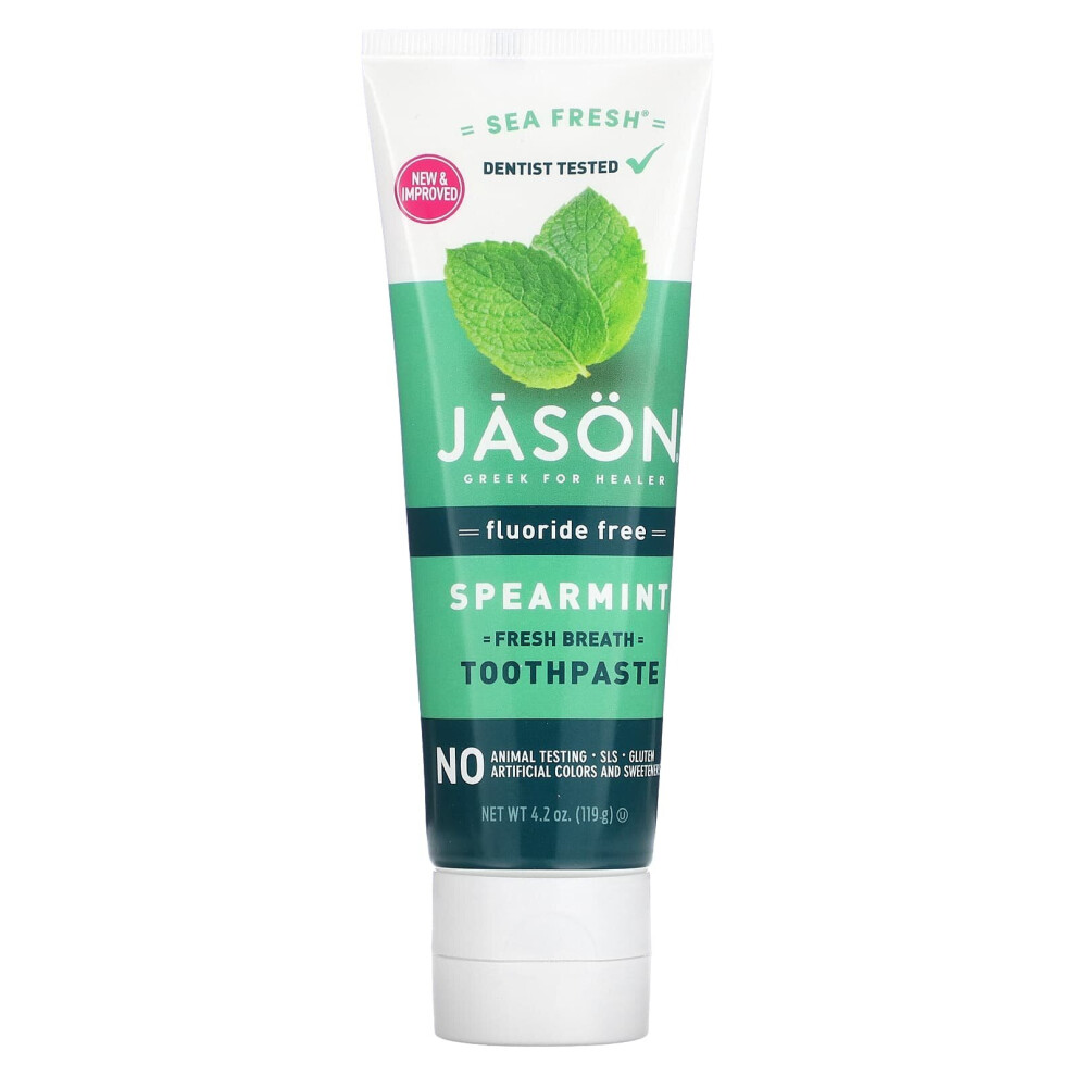 Jason Natural, Sea Fresh, Fresh Breath Toothpaste, Fluoride Free, Spearmint, 4.2 oz (119 g)