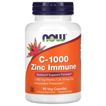 NOW Foods, C-1000 Zink-Immunität, Vitamin C, 1.000 mg & Zink, 15 mg, 90 pflanzliche Kapseln