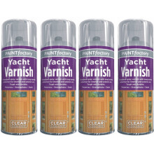 4 x 400ml Clear Yacht Varnish Spray - Interior & Exterior Wood, Fast-Drying, No CFCs, High Coverage - Code 1748