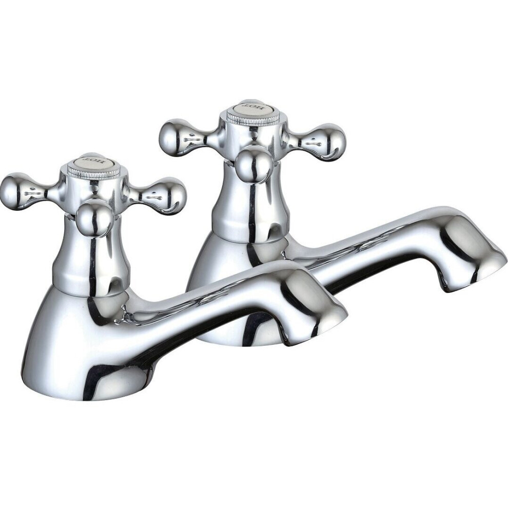 TRADITIONAL CLASSIC BASIN SINK PILLAR TAPS 2 HOT & COLD PAIR VICTORIAN VICTORIA