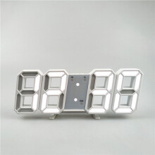 (White) 3D LED Clock Digital Wall Desk Alarm