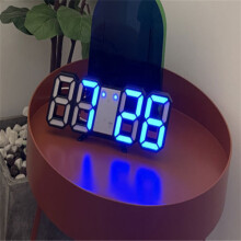 (Black-Blue) 3D LED Clock Digital Wall Desk Alarm