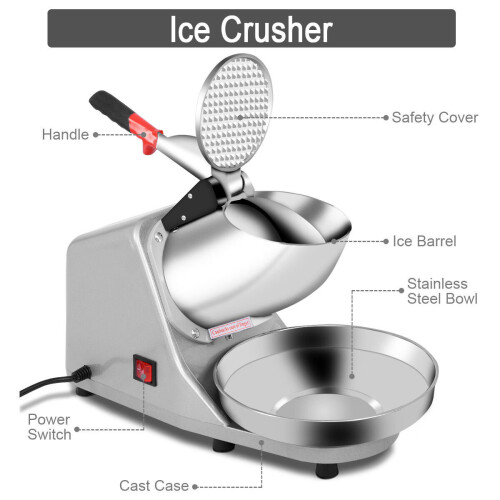 Electric Ice Crusher Snow Cone Maker Stainless Steel Shaved 1