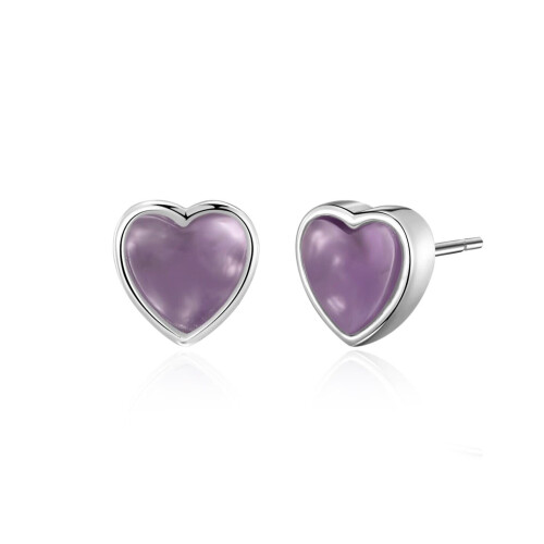 Philip Jones Jewellery Amethyst Heart Stud Earrings 1