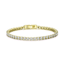 Gold Plated 3mm Tennis Bracelet Created with Zircondia Crystals