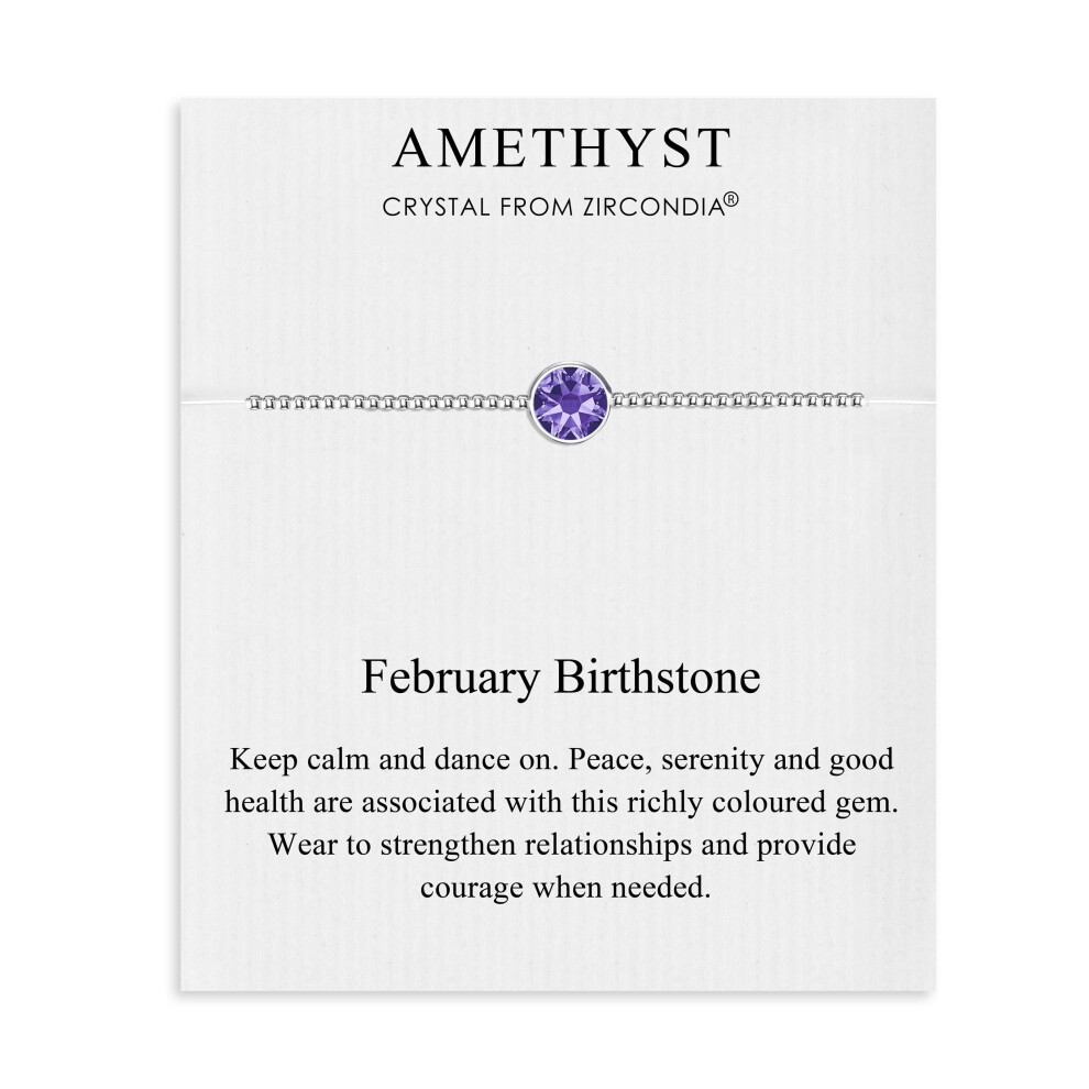 Philip Jones Jewellery February (Amethyst) Birthstone Bracelet Created With Zircondia Crystals Multicoloured