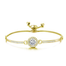 Gold Plated Halo Friendship Bracelet Created with Zircondia Crystals
