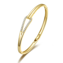 Gold Plated Link Bangle Created with Zircondia Crystals