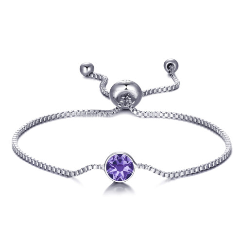 Philip Jones Jewellery February (Amethyst) Birthstone Bracelet Created with Zircondia Crystals 2