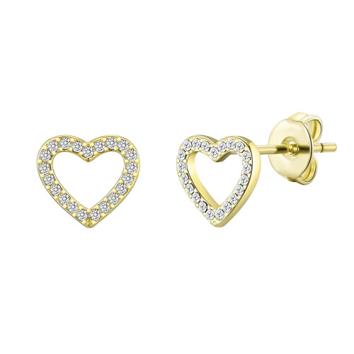 Philip Jones Jewellery Gold Plated Open Heart Earrings Created with Zircondia Crystals 1