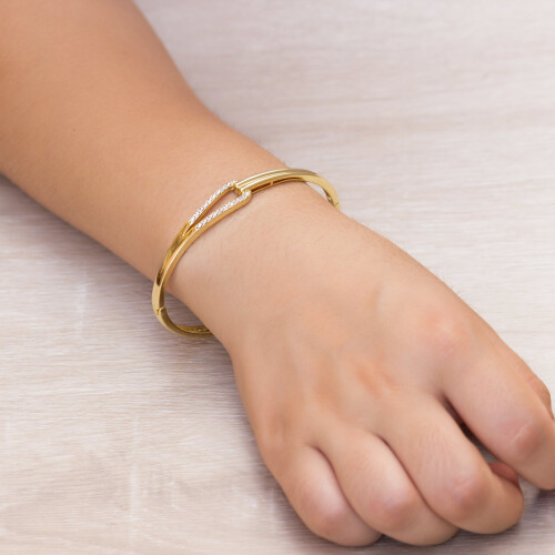 Philip Jones Jewellery Gold Plated Link Bangle Created with Zircondia Crystals 2