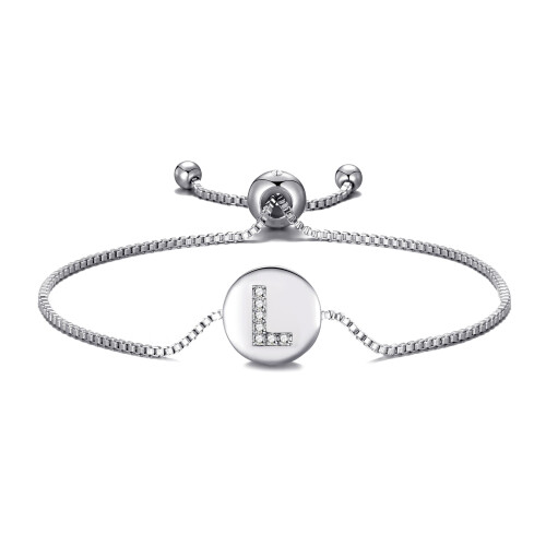 Philip Jones Jewellery Initial Friendship Bracelet Letter L Created with Zircondia Crystals