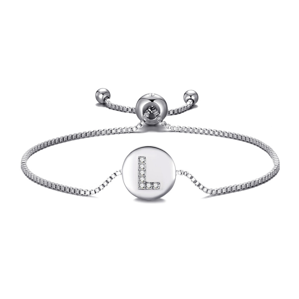 Initial Friendship Bracelet Letter L Created with Zircondia Crystals