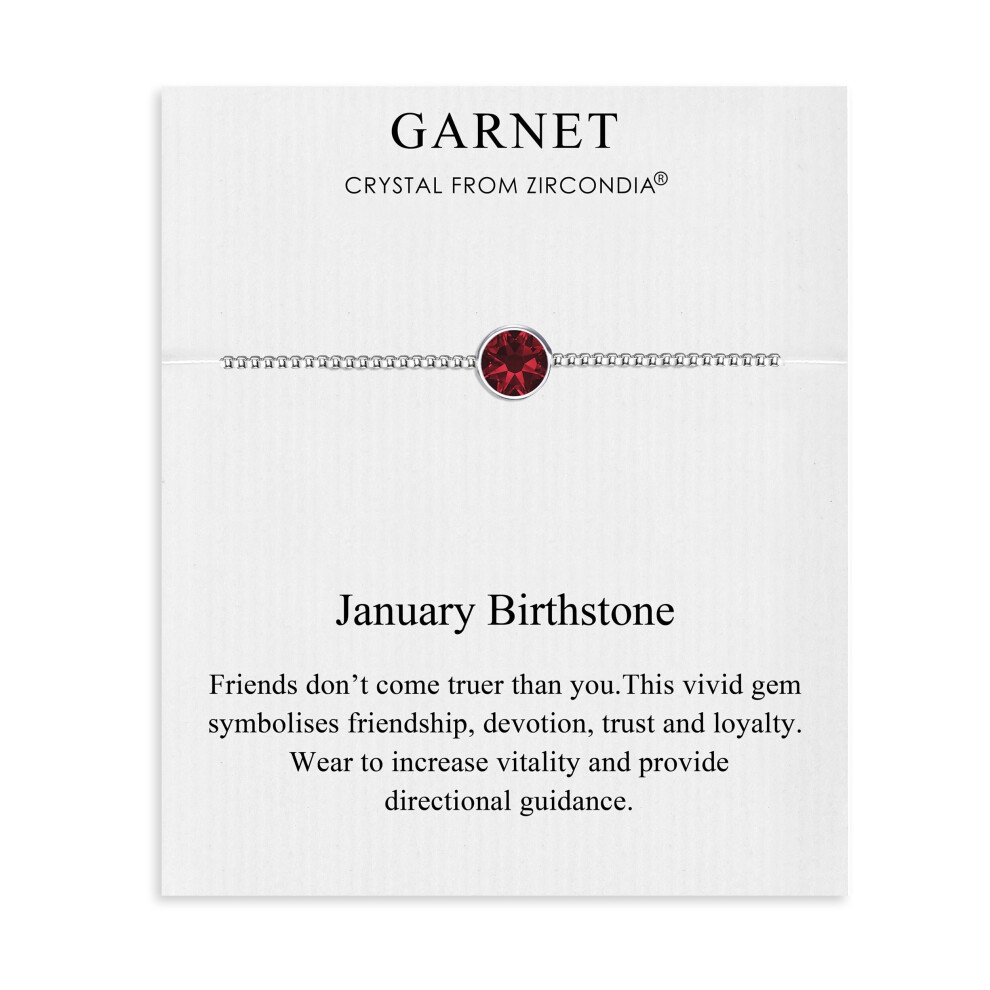 Philip Jones Jewellery January (Garnet) Birthstone Bracelet Created With Zircondia Crystals Multicoloured