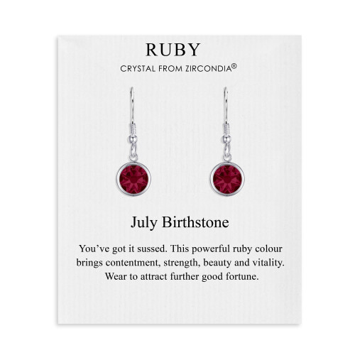 Philip Jones Jewellery July Birthstone Drop Earrings Created with Ruby Zircondia Crystals