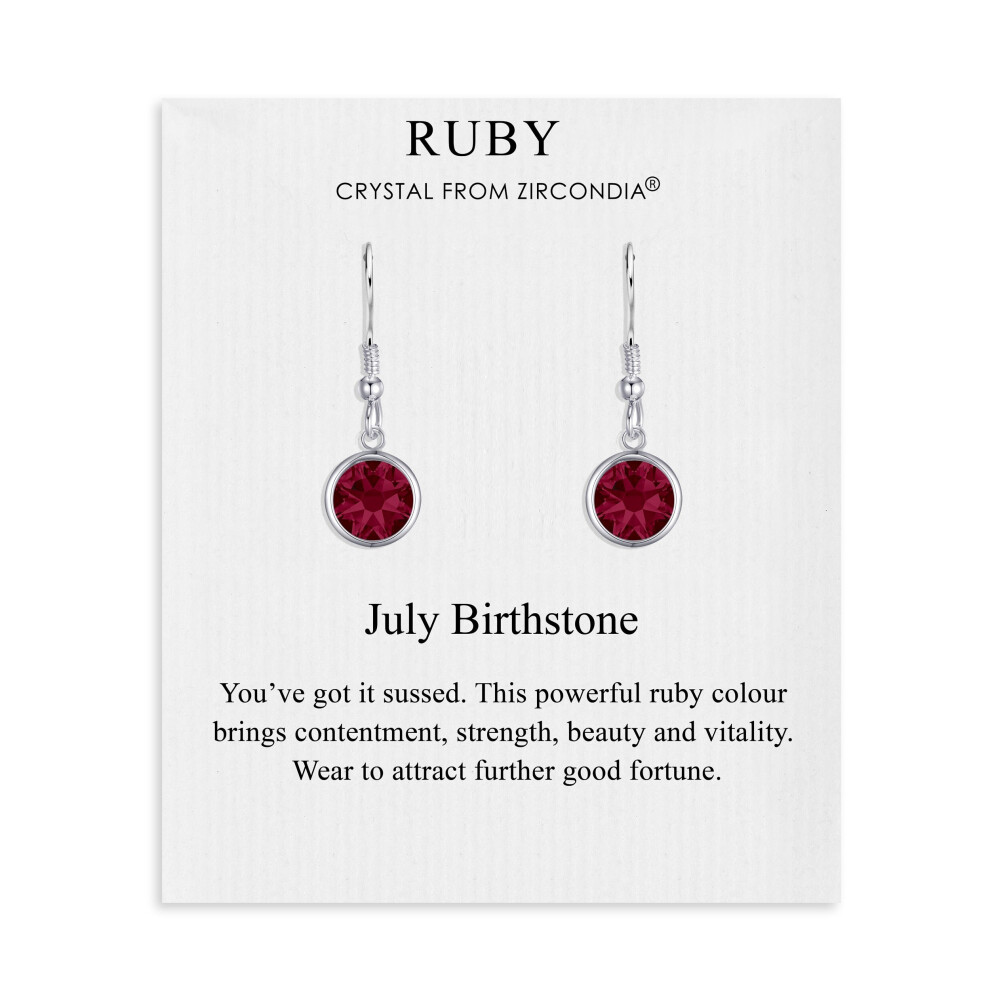 Philip Jones Jewellery July Birthstone Drop Earrings Created With Ruby Zircondia Crystals Red,Not,Specified