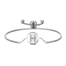 Initial Friendship Bracelet Letter H Created with Zircondia Crystals
