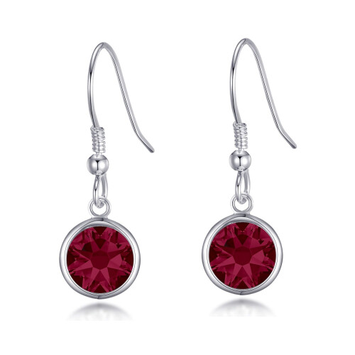 Philip Jones Jewellery July Birthstone Drop Earrings Created with Ruby Zircondia Crystals 2