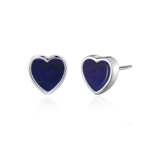 Philip Jones Jewellery Lapis Heart Stud Earrings 1