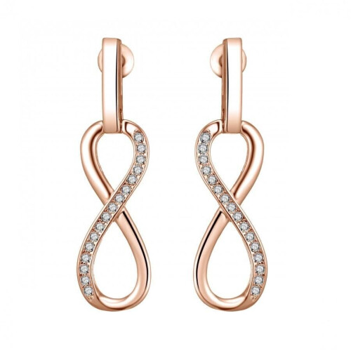 Philip Jones Jewellery Rose Gold Plated Infinity Drop Earrings Created with Zircondia Crystals