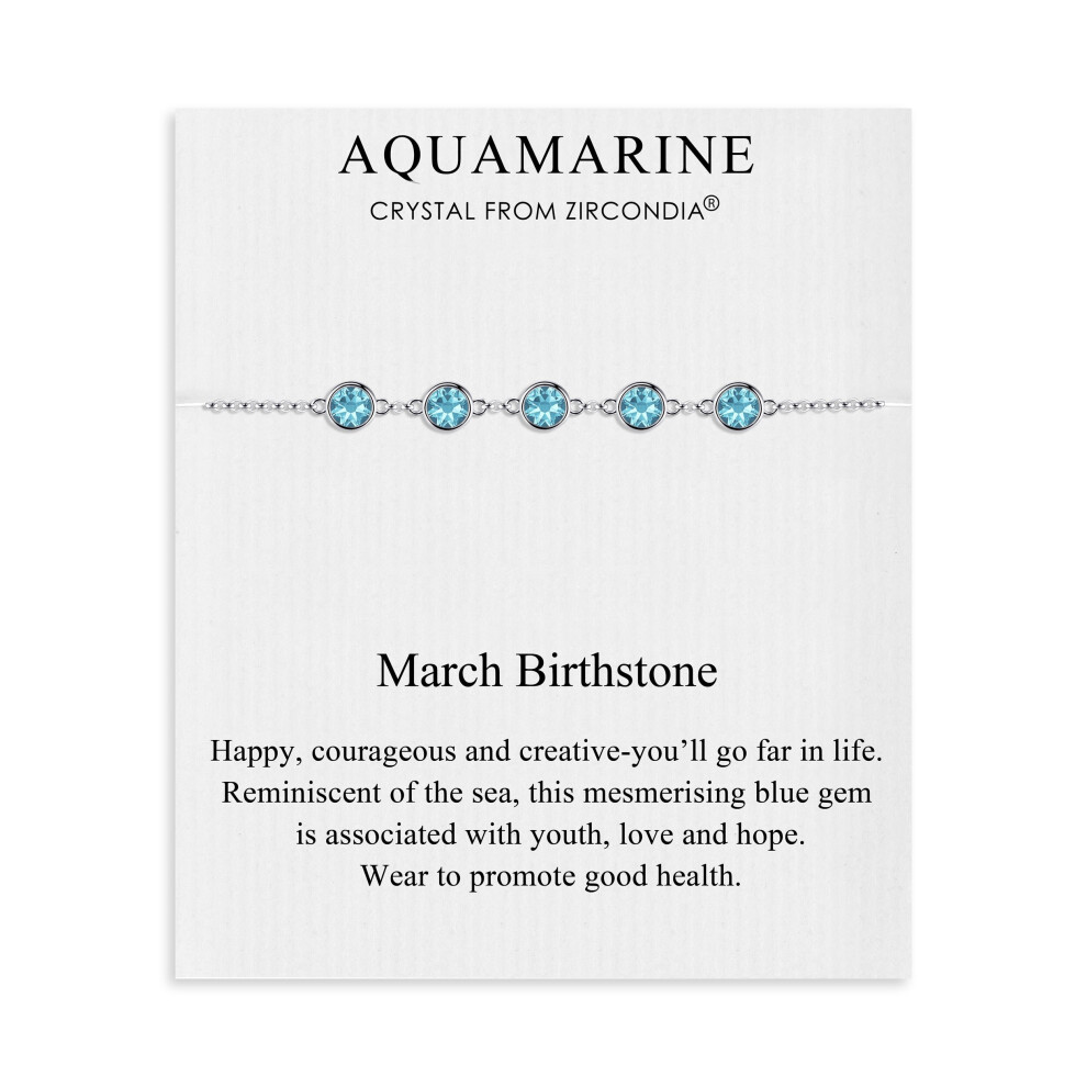 Philip Jones Jewellery March Birthstone Bracelet Created With Aquamarine Zircondia Crystals Multicoloured
