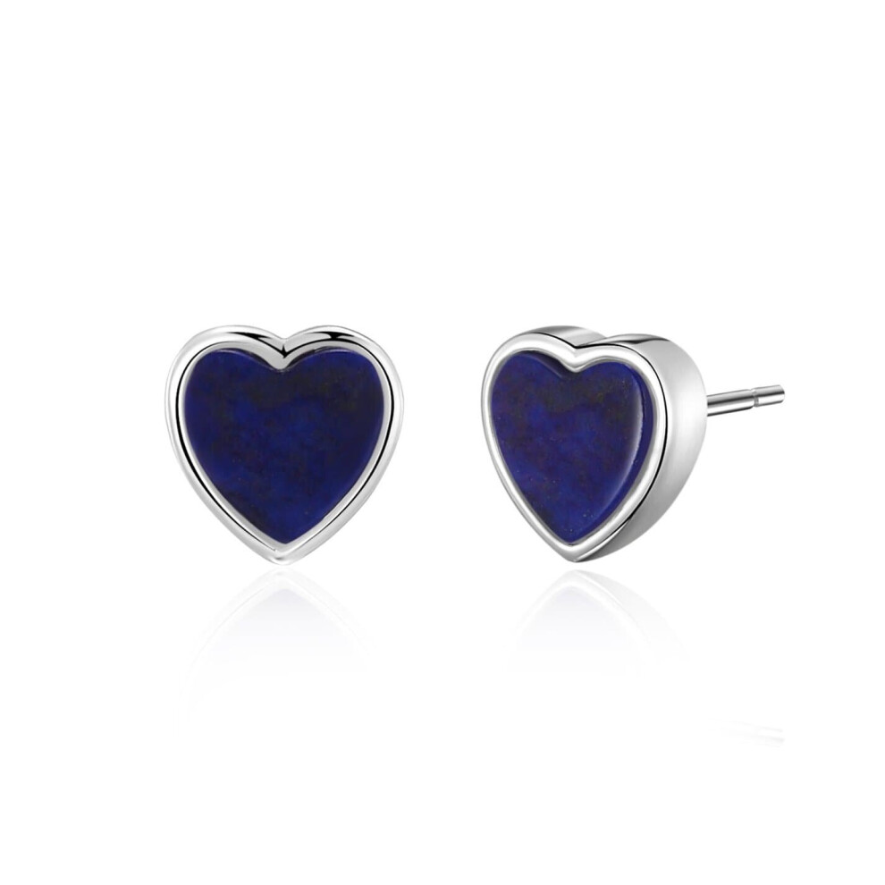 Lapis Heart Stud Earrings