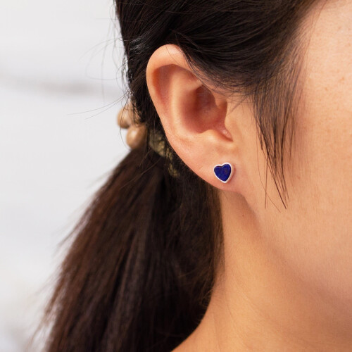 Philip Jones Jewellery Lapis Heart Stud Earrings 2