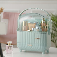 (Light green) Dustproof Makeup Cosmetic Organizer with Handle