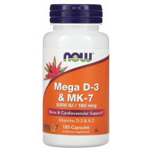 NOW Foods, Mega D-3 & MK-7, 120 Kapseln