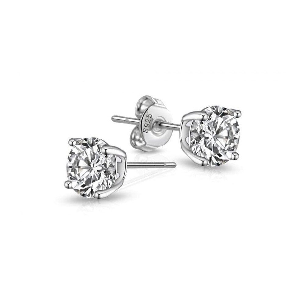 Sterling Silver 5mm Round Earrings Created with Zircondia Crystals