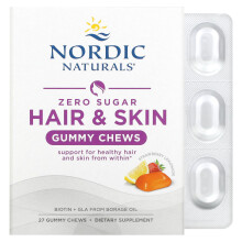 Nordic Naturals, Zero Sugar Hair & Skin Gummy Chews, Smak Strawberry Lemonade, 27 Gummy Chews
