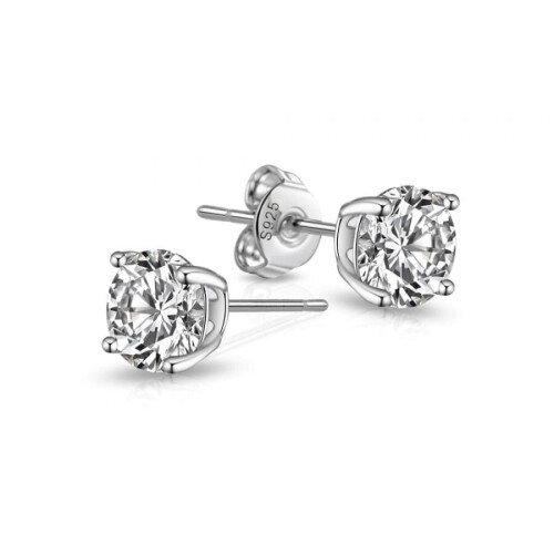 Philip Jones Jewellery Sterling Silver 5mm Round Earrings Created with Zircondia Crystals 1
