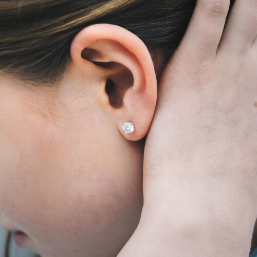 Philip Jones Jewellery Sterling Silver 5mm Round Earrings Created with Zircondia Crystals 2
