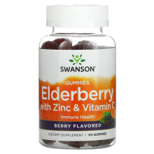 Swanson Elderberry with Zinc & Vitamin C Lemon Raspberry 60 Gummies