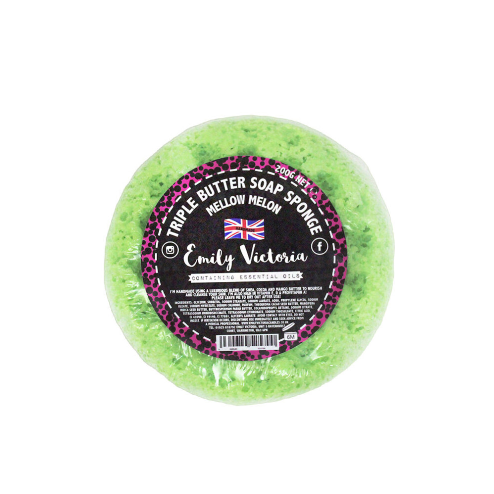Emily Victoria Soap Filled Exfoliating Sponge Body Butter Bath & Shower Mellow Melon