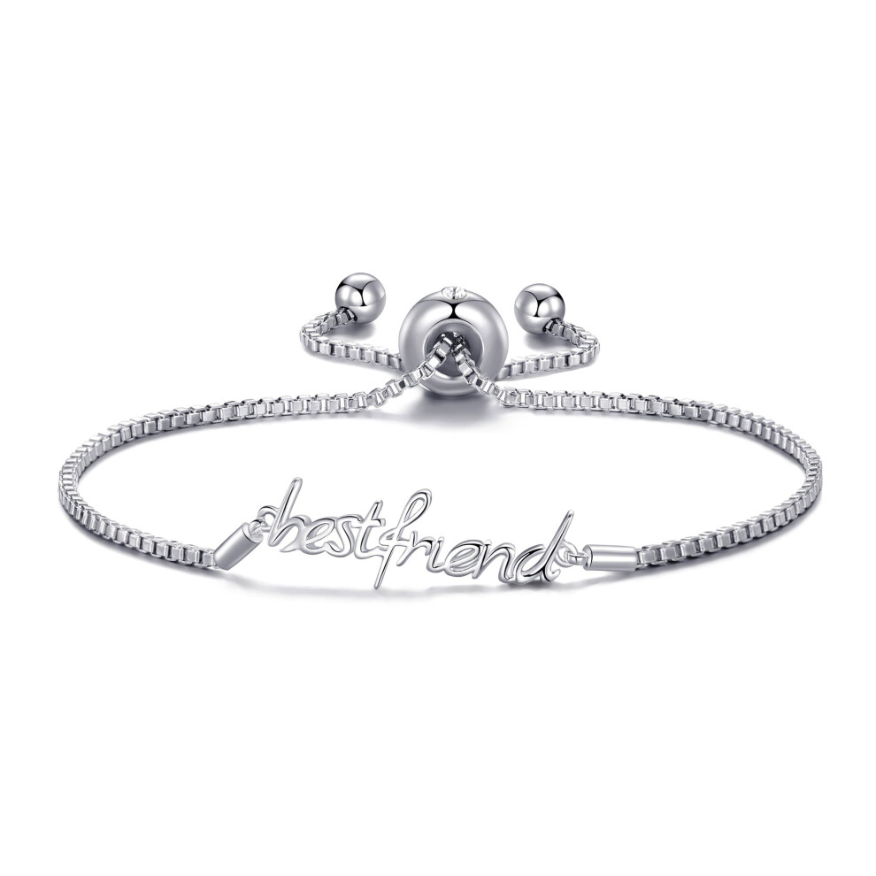 Silver Plated Best Friend Bracelet Created with Zircondia Crystals