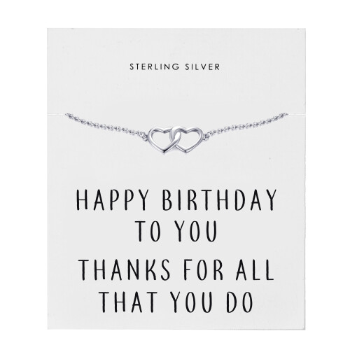 Philip Jones Jewellery Sterling Silver Birthday Heart Bracelet
