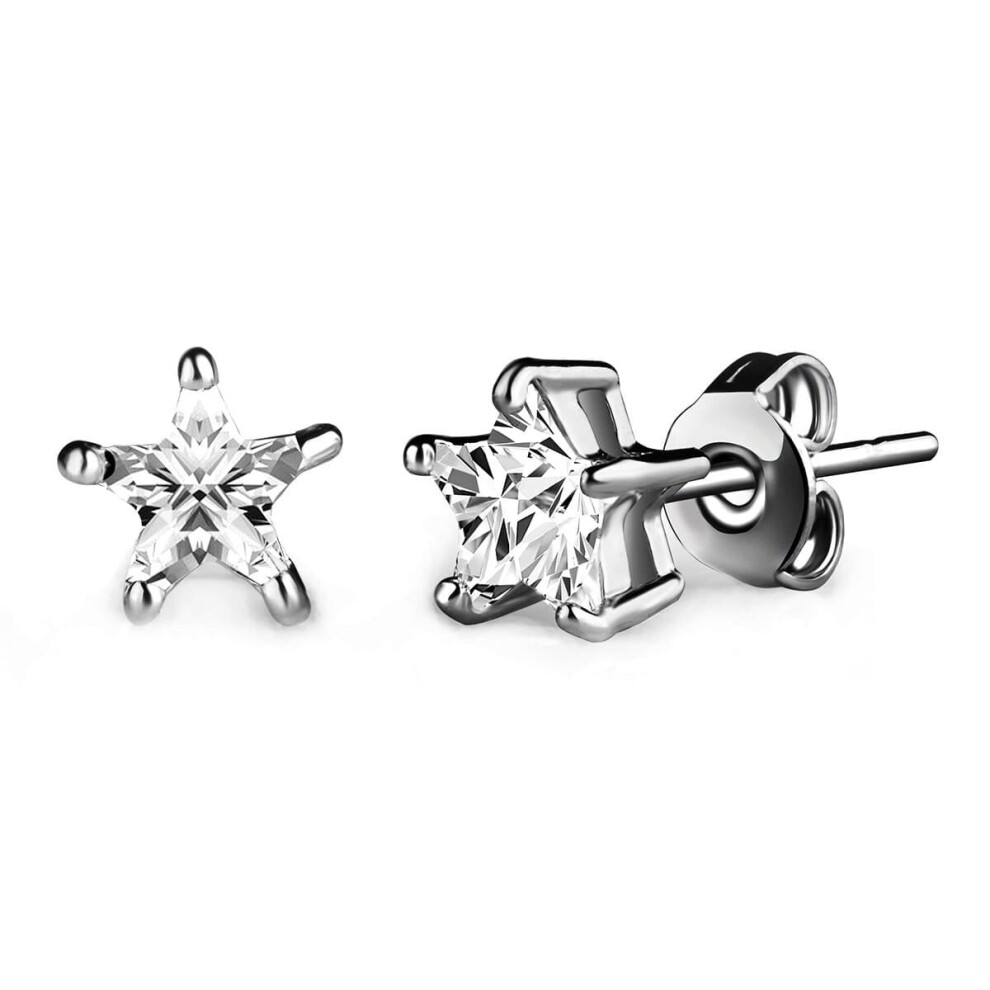 Philip Jones Jewellery Star Earrings Created With Zircondia Crystals Silver