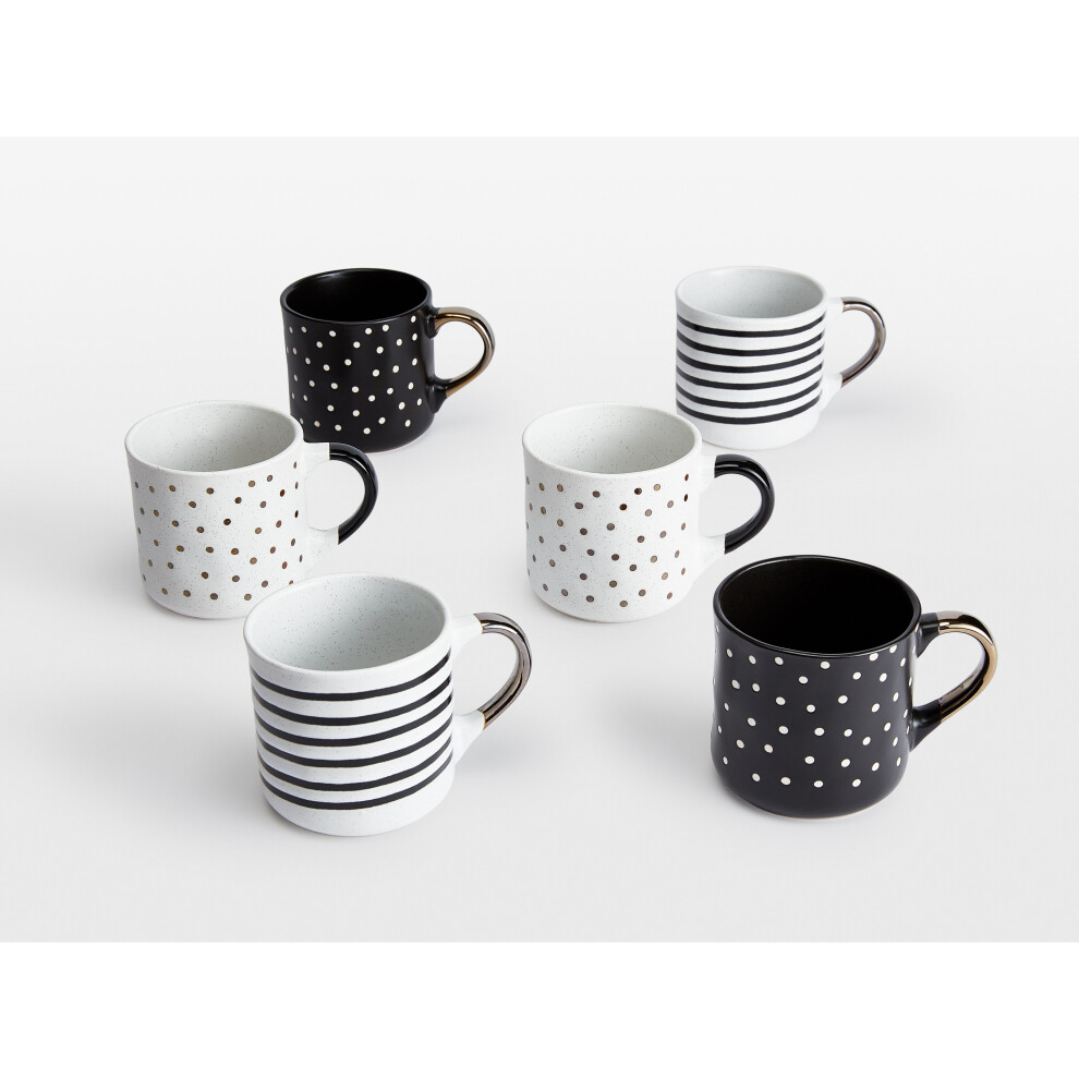 6pc Stripe & Spots Mugs