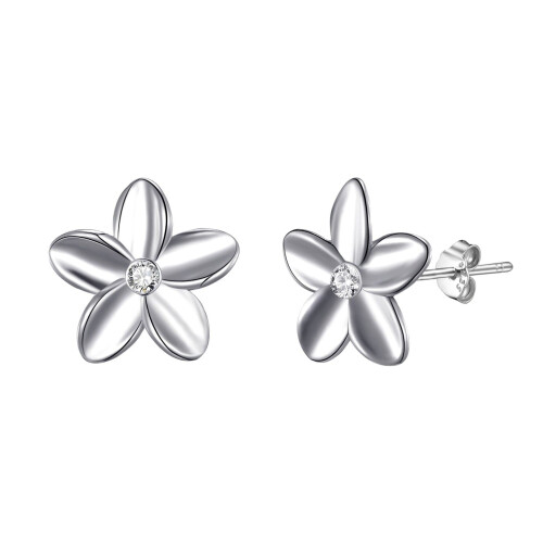 Philip Jones Jewellery Sterling Silver Flower Earrings Created with Zircondia Crystals