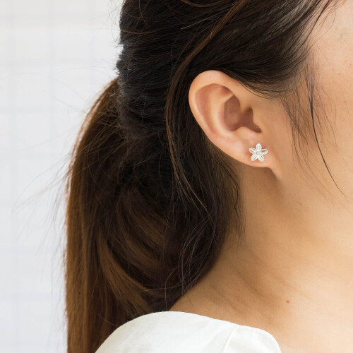 Philip Jones Jewellery Sterling Silver Flower Earrings Created with Zircondia Crystals 2